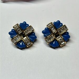 KJL Kenneth Jay lane couture collection blue acrylic lucite baguette earrings